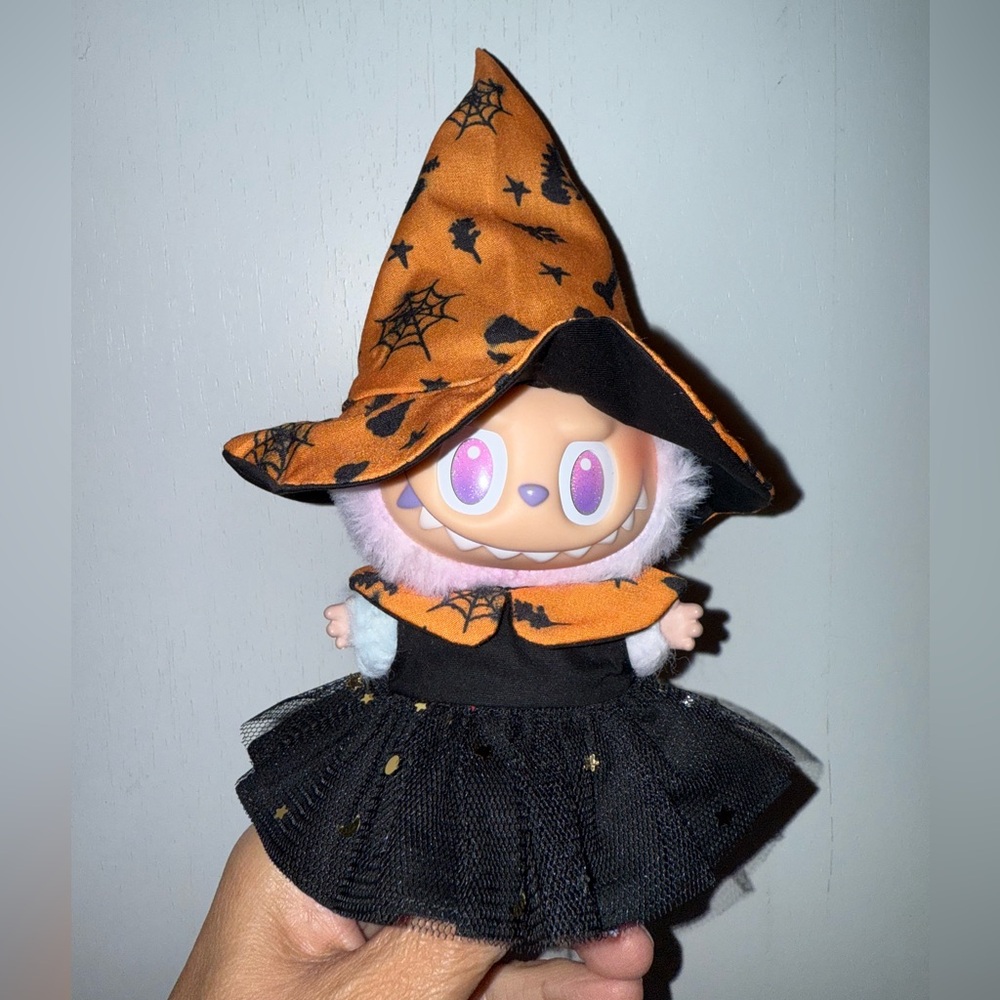 Labubu Halloween Witch outfit with Orange Hat